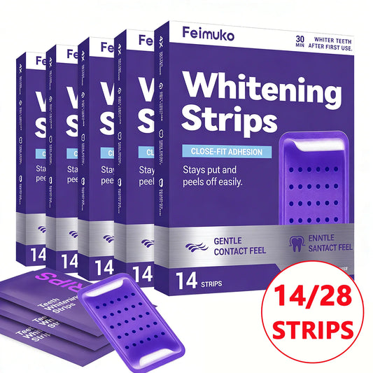 14/28 Strips Purple Teeth Whitening Kit – Remove Plaque & Stains Instant Color Corrector for Yellow Teeth Oral Hygiene Care