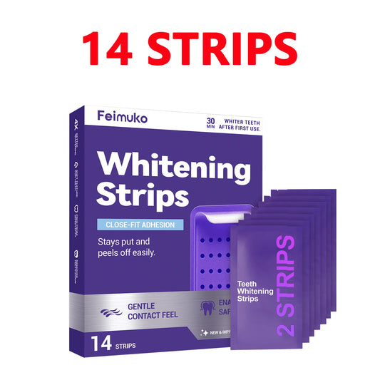 14/28 Strips Purple Teeth Whitening Kit – Remove Plaque & Stains Instant Color Corrector for Yellow Teeth Oral Hygiene Care